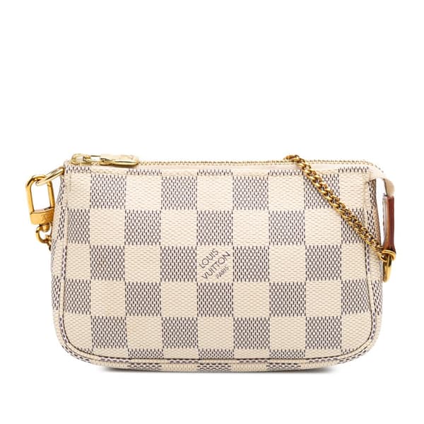 Pre-owned Louis Vuitton Damier Azur Mini Pochette Accessoires White
