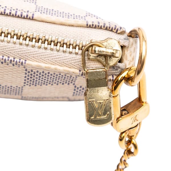 Pre-owned Louis Vuitton Damier Azur Mini Pochette Accessoires White