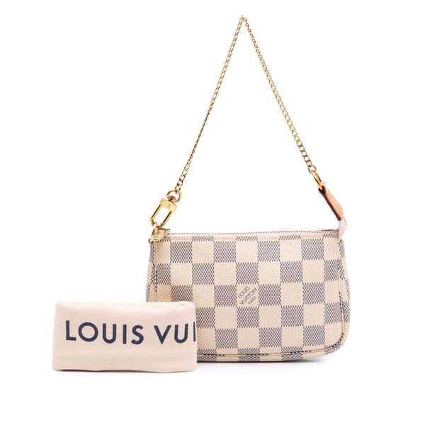 Pre-owned Louis Vuitton Damier Azur Mini Pochette Accessoires White