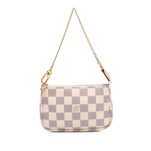 Pre-owned Louis Vuitton Damier Azur Mini Pochette Accessoires White