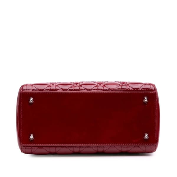 Pre-owned Dior Medium Patent Cannage Lady Dior Red