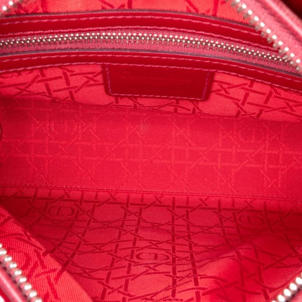 Pre-owned Dior Medium Patent Cannage Lady Dior Red