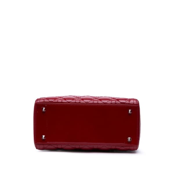 Pre-owned Dior Medium Patent Cannage Lady Dior Red