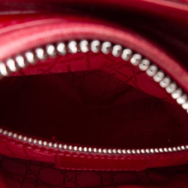 Pre-owned Dior Medium Patent Cannage Lady Dior Red