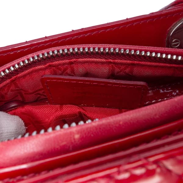 Pre-owned Dior Medium Patent Cannage Lady Dior Red