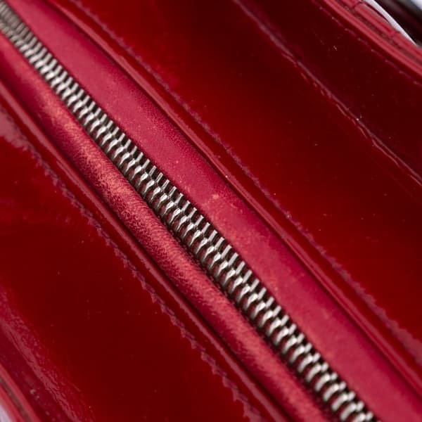 Pre-owned Dior Medium Patent Cannage Lady Dior Red
