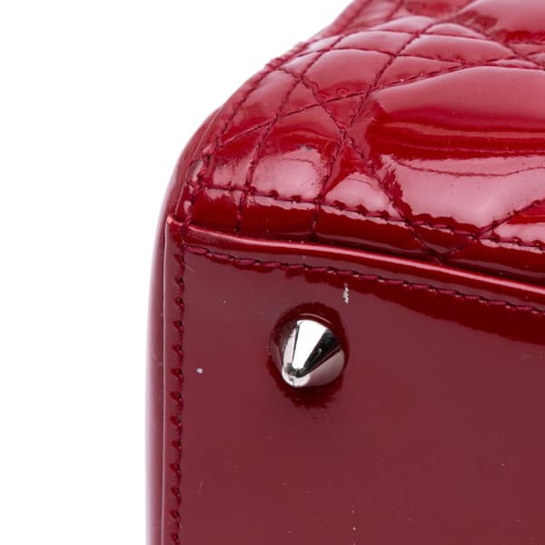 Pre-owned Dior Medium Patent Cannage Lady Dior Red