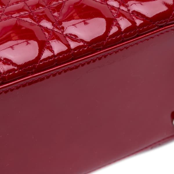 Pre-owned Dior Medium Patent Cannage Lady Dior Red