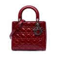 Miniatyrbilde 1 av 10: Pre-owned Dior Medium Patent Cannage Lady Dior Red
