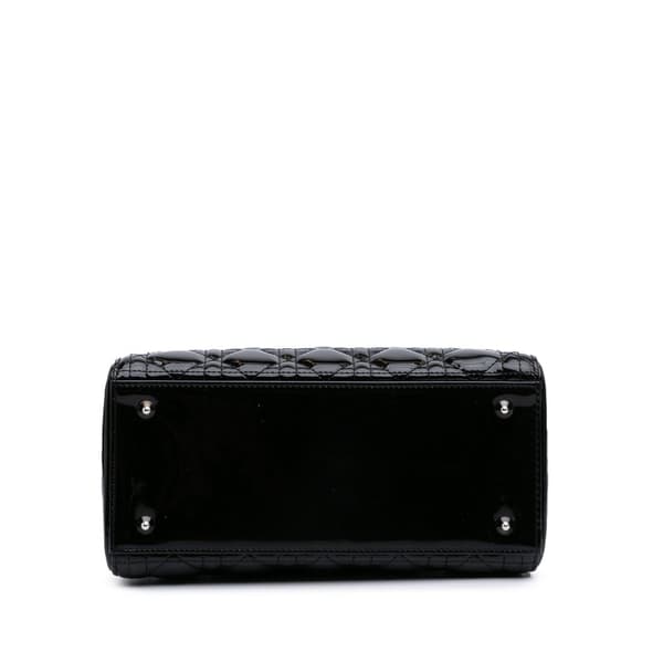 Pre-owned Dior Medium Patent Cannage Lady Dior Black