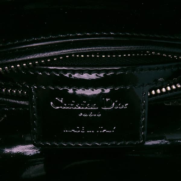 Pre-owned Dior Medium Patent Cannage Lady Dior Black