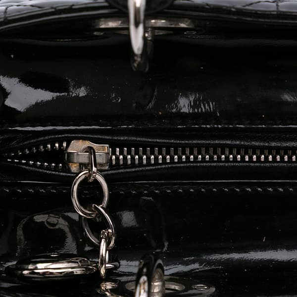 Pre-owned Dior Medium Patent Cannage Lady Dior Black