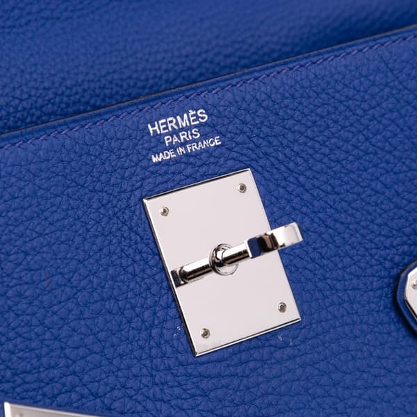 Pre-owned Hermès Togo Kelly II Retourne 32 Blue