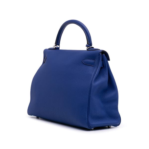 Pre-owned Hermès Togo Kelly II Retourne 32 Blue