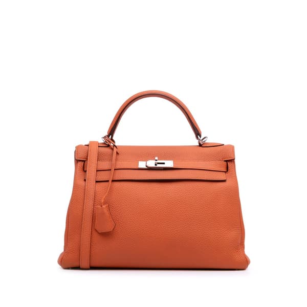 Pre-owned Hermès Togo Kelly II Retourne 32 Orange