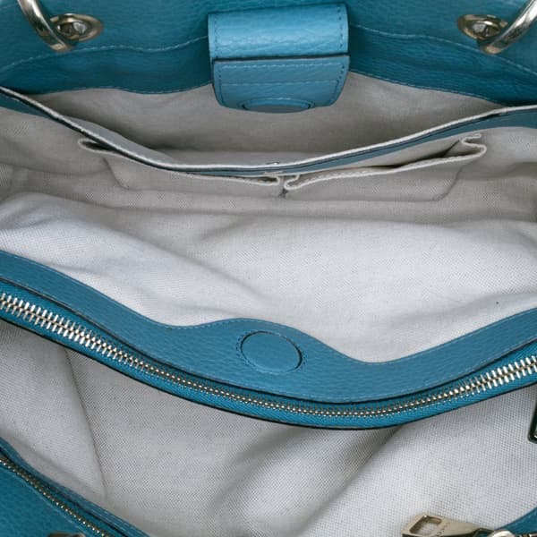 Pre-owned Gucci Medium Calfskin Bamboo Shopper Satchel Blue