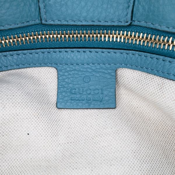 Pre-owned Gucci Medium Calfskin Bamboo Shopper Satchel Blue