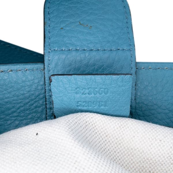 Pre-owned Gucci Medium Calfskin Bamboo Shopper Satchel Blue