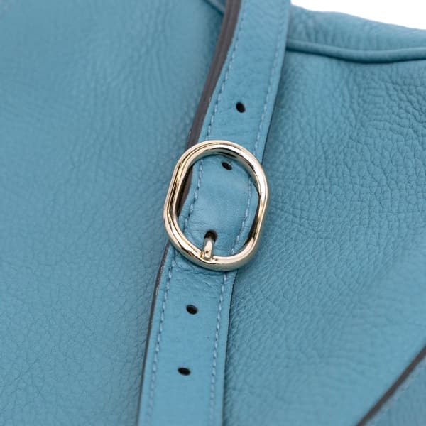 Pre-owned Gucci Medium Calfskin Bamboo Shopper Satchel Blue