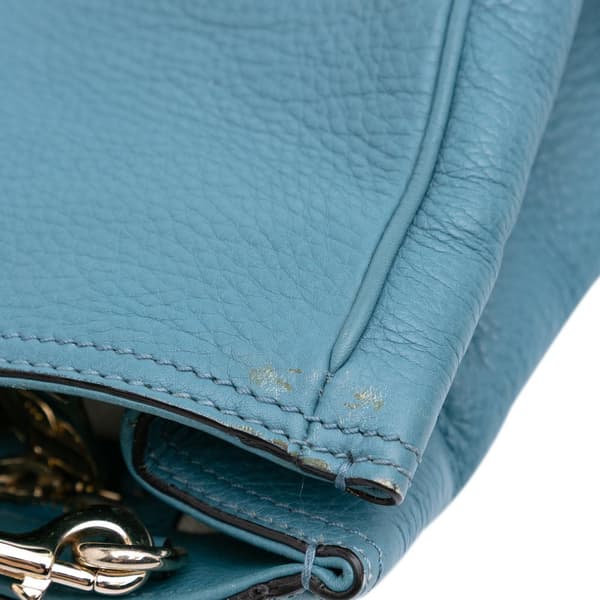 Pre-owned Gucci Medium Calfskin Bamboo Shopper Satchel Blue