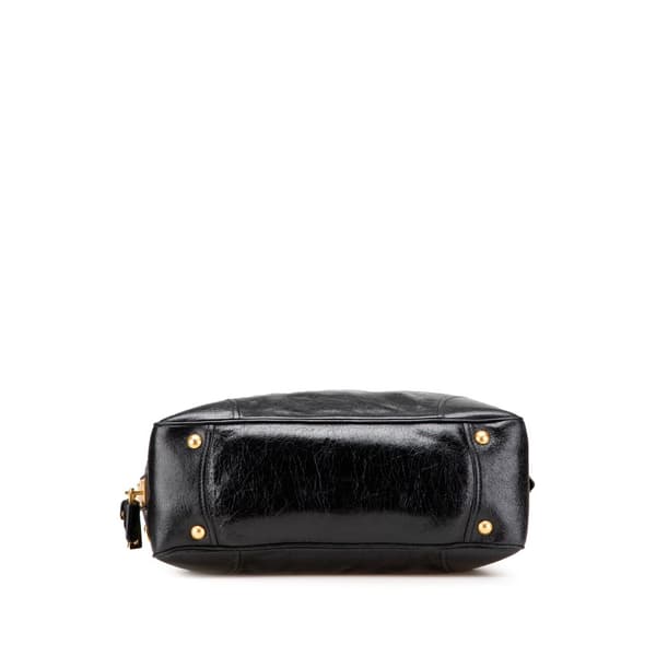 Pre-owned Prada Vitello Shine Satchel Black