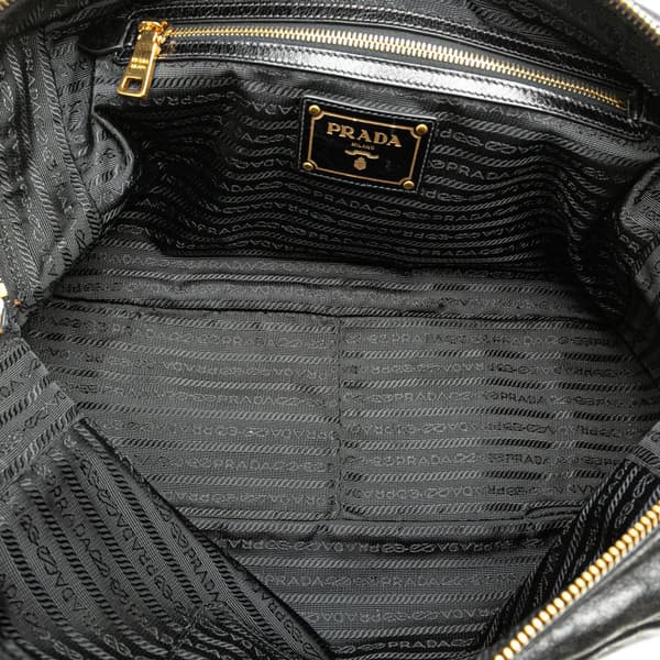 Pre-owned Prada Vitello Shine Satchel Black