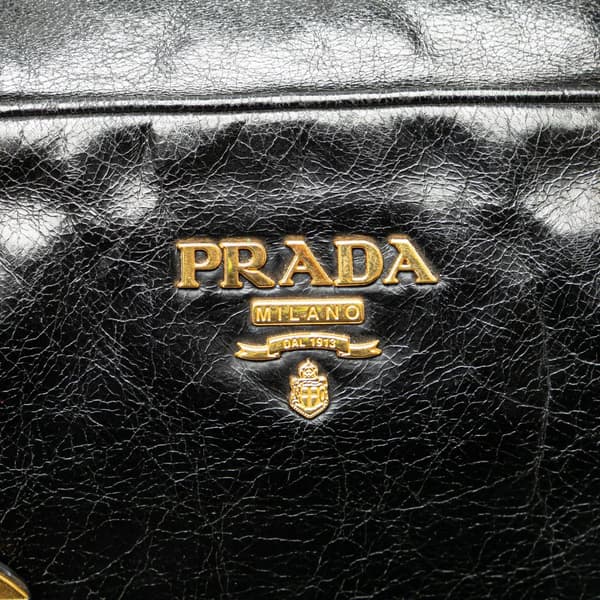 Pre-owned Prada Vitello Shine Satchel Black