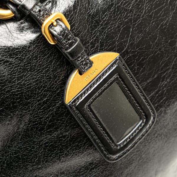 Pre-owned Prada Vitello Shine Satchel Black