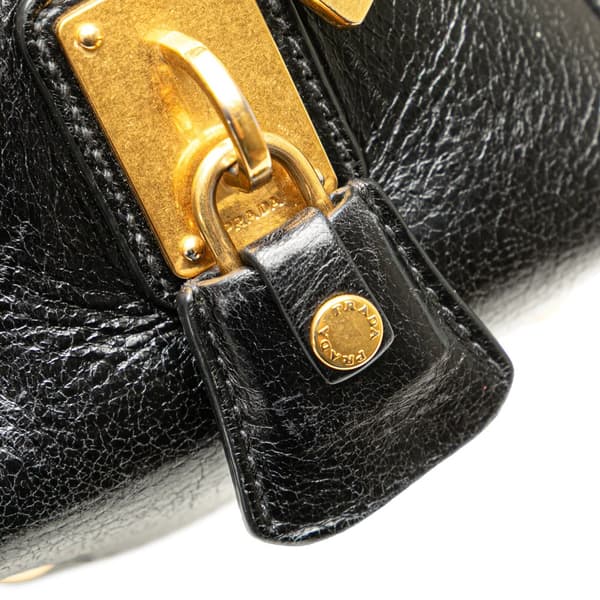 Pre-owned Prada Vitello Shine Satchel Black
