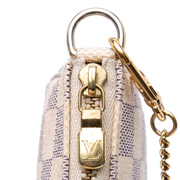 Pre-owned Louis Vuitton Damier Azur Mini Pochette Accessoires White