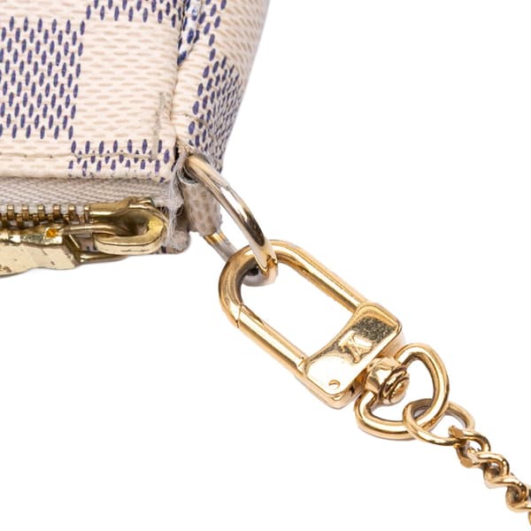Pre-owned Louis Vuitton Damier Azur Mini Pochette Accessoires White