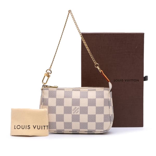 Pre-owned Louis Vuitton Damier Azur Mini Pochette Accessoires White