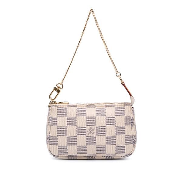 Pre-owned Louis Vuitton Damier Azur Mini Pochette Accessoires White