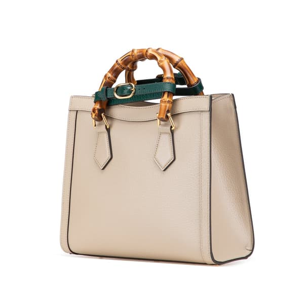 Pre-owned Gucci Small Leather Bamboo Diana Satchel Brown