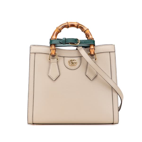 Pre-owned Gucci Small Leather Bamboo Diana Satchel Brown