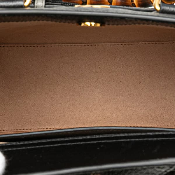 Pre-owned Gucci Small Leather Bamboo Diana Satchel Black