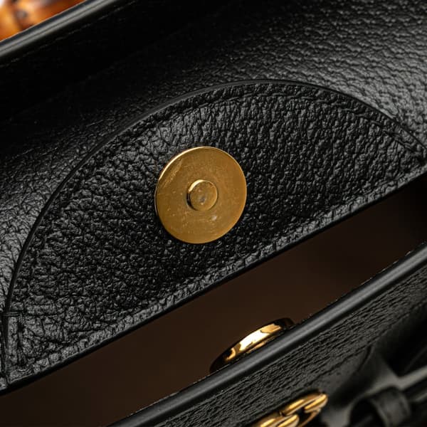 Pre-owned Gucci Small Leather Bamboo Diana Satchel Black