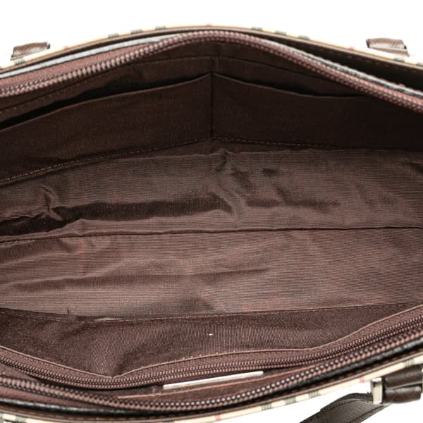 Pre-owned Burberry House Check Canvas Handbag Brown
