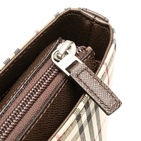 Pre-owned Burberry House Check Canvas Handbag Brown