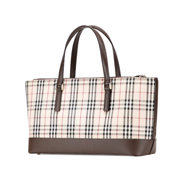 Pre-owned Burberry House Check Canvas Handbag Brown