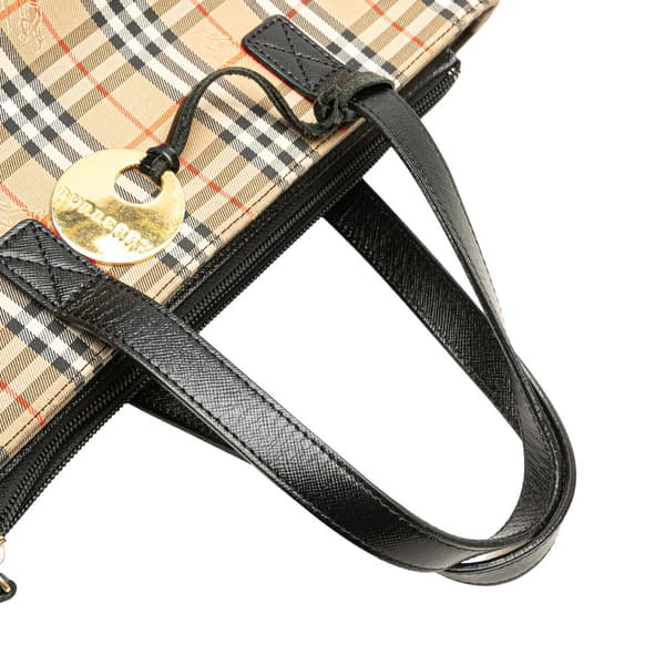 Pre-owned Burberry Haymarket Check Canvas Handbag Brown