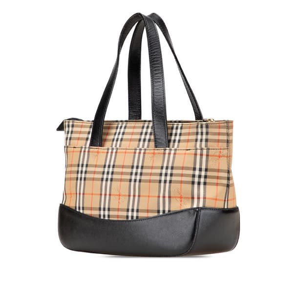 Pre-owned Burberry Haymarket Check Canvas Handbag Brown