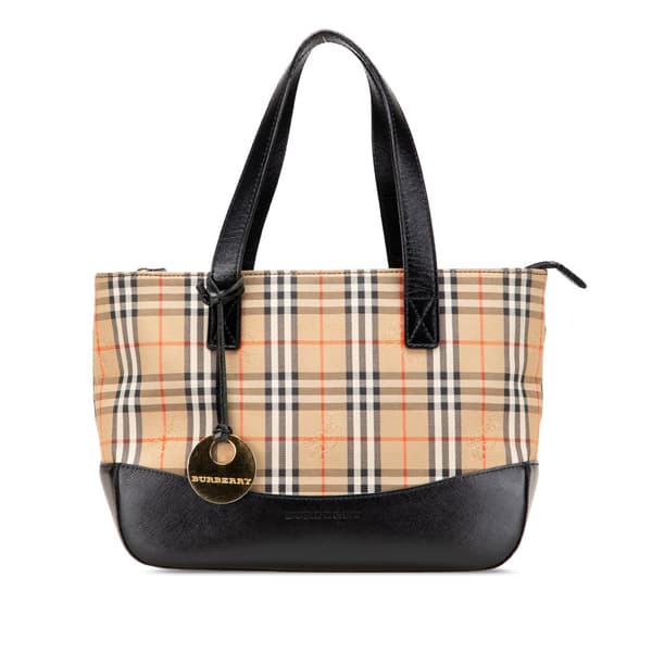 Pre-owned Burberry Haymarket Check Canvas Handbag Brown