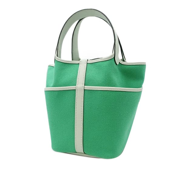 Pre-owned Hermès Toile Goeland and Swift Cargo Picotin Lock 18 Green