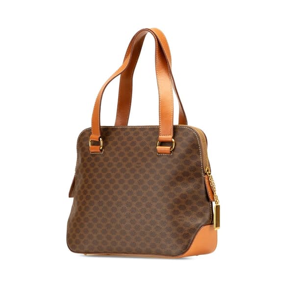 Pre-owned Celine Macadam Coated Canvas Handbag Brown