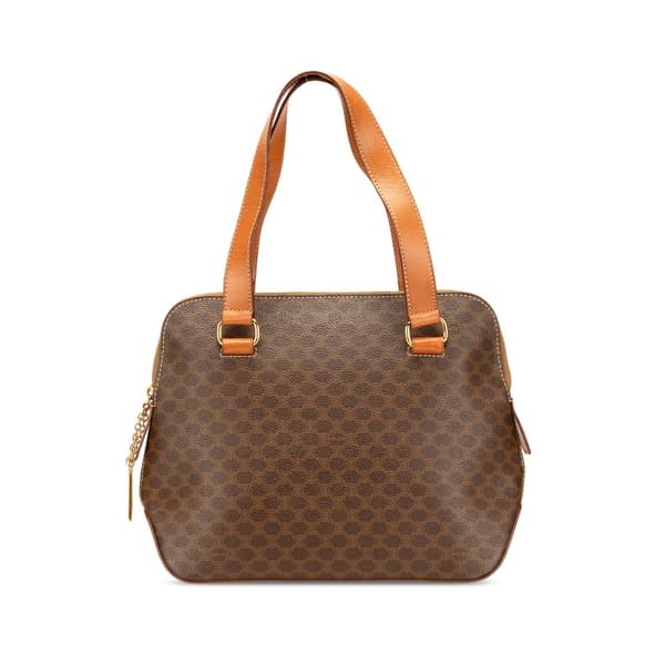 Pre-owned Celine Macadam Coated Canvas Handbag Brown