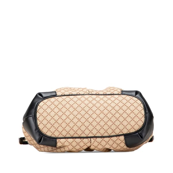 Pre-owned Gucci Diamante Canvas Sukey Satchel Brown