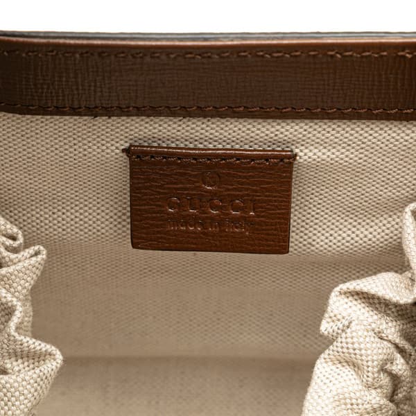 Pre-owned Gucci Small GG Supreme Horsebit 1955 Satchel Brown