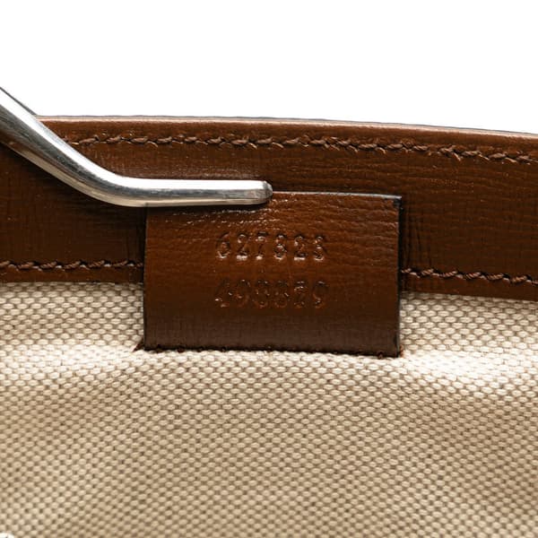 Pre-owned Gucci Small GG Supreme Horsebit 1955 Satchel Brown