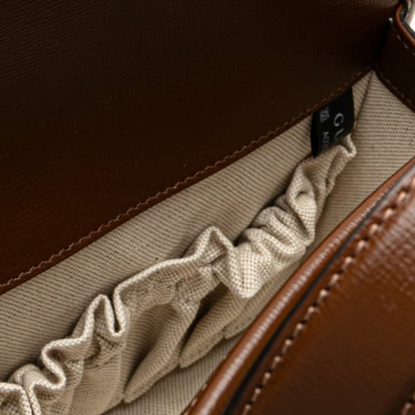 Pre-owned Gucci Small GG Supreme Horsebit 1955 Satchel Brown
